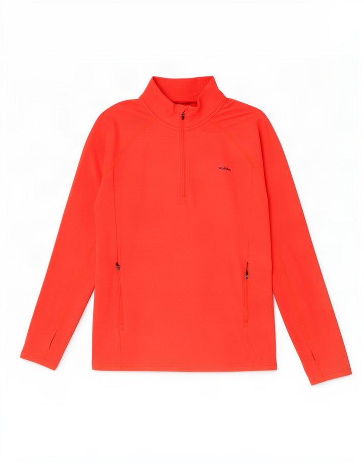 Rohan Mens Zip Collo Pullover Tuta Top Grande Poliestere Rosso