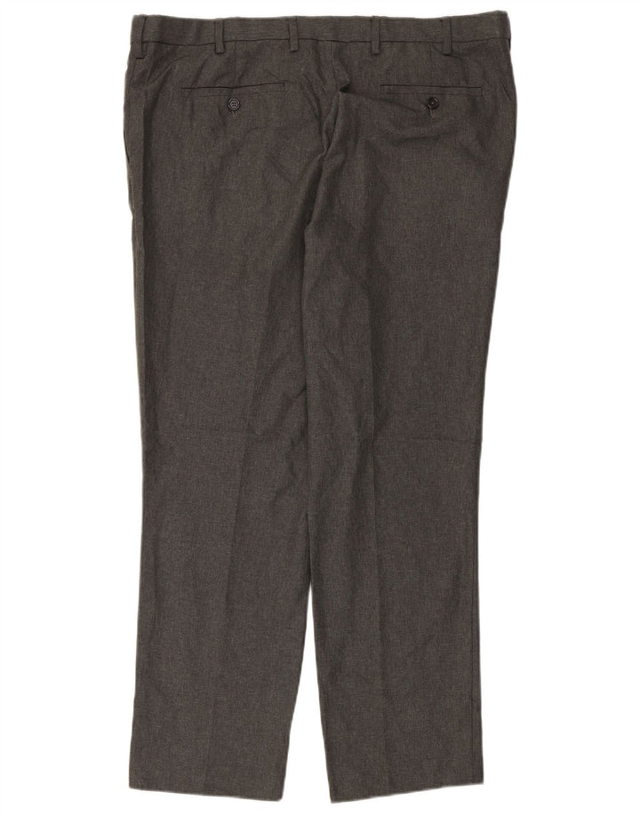 MARKS & SPENCER Mens Slim Fit Chino Trousers W40 L29 Grey Polyester