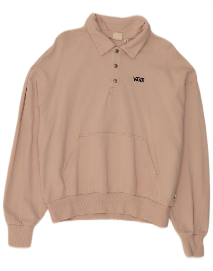 Vans Herre Polo Neck Sweatshirt Jumper Medium Pink Bomuld