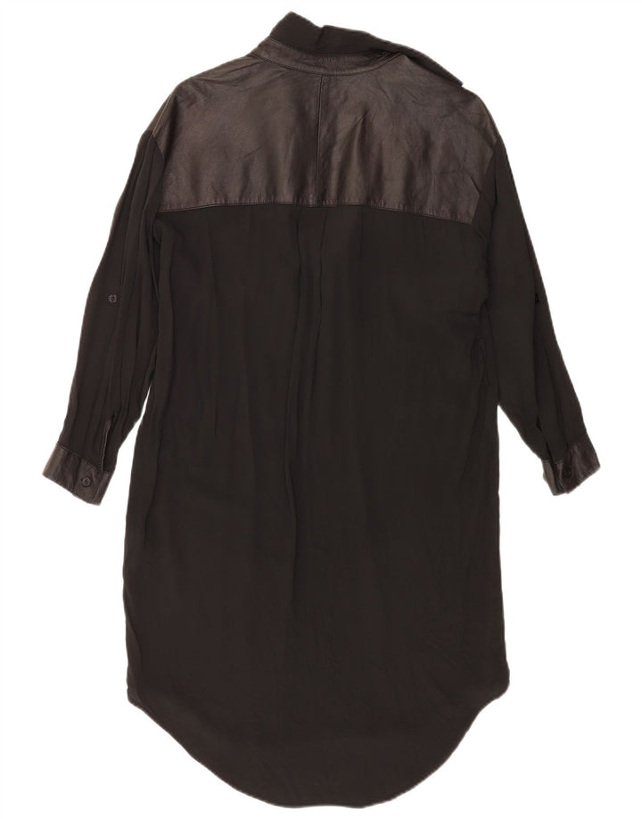Vintage Womens Oversized Shift Dress UK 14 Medium Black Acetate