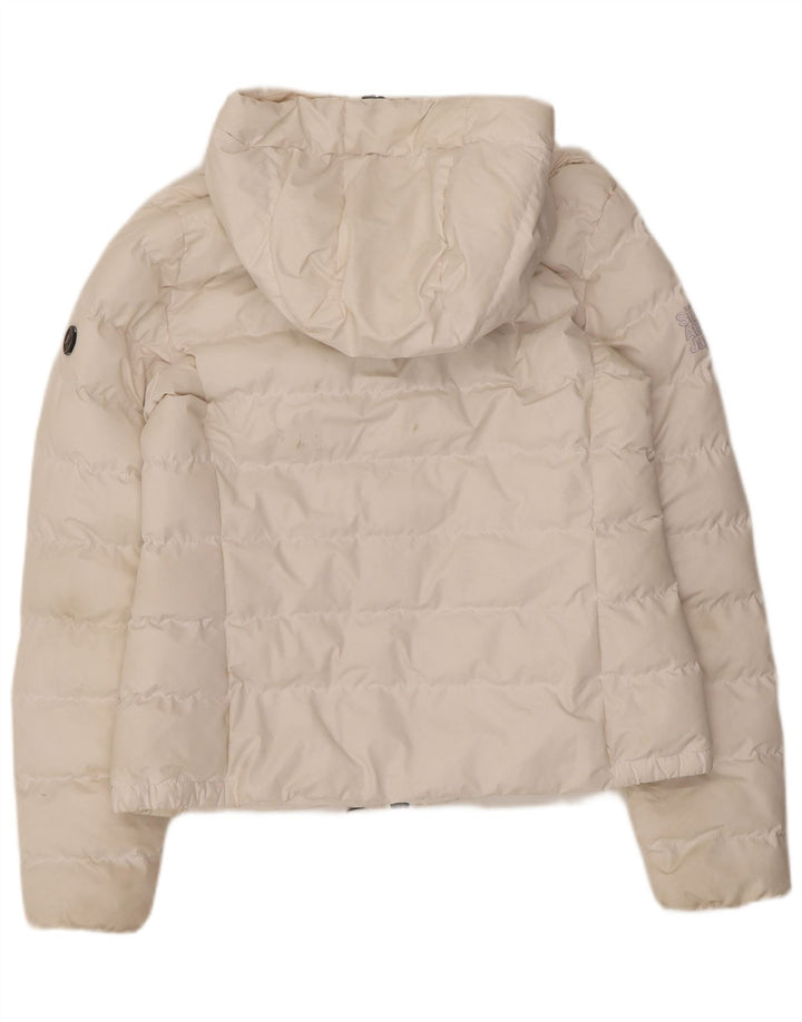 Superdry Polstret hættejakke til kvinder UK 12 Medium White Polyester