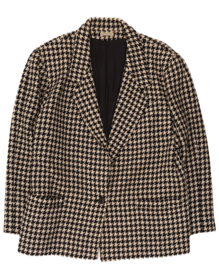 Vintage Womens 1 Button Blazer Jacket UK 14 Medium Black Houndstooth