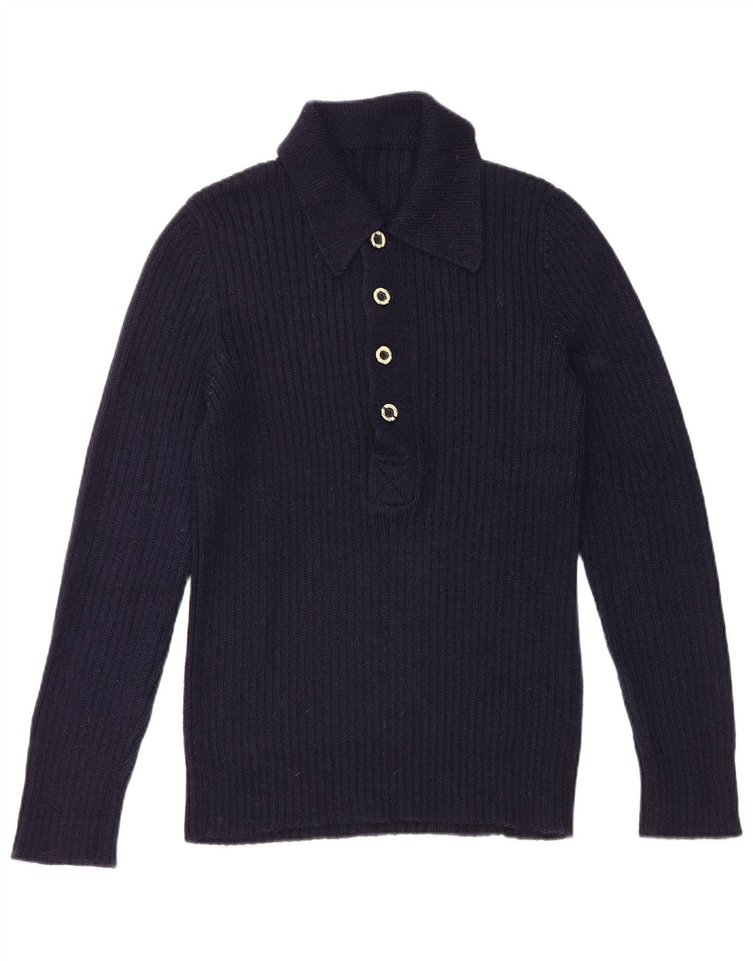 Maglione vintage da uomo con collo alto piccolo blu navy