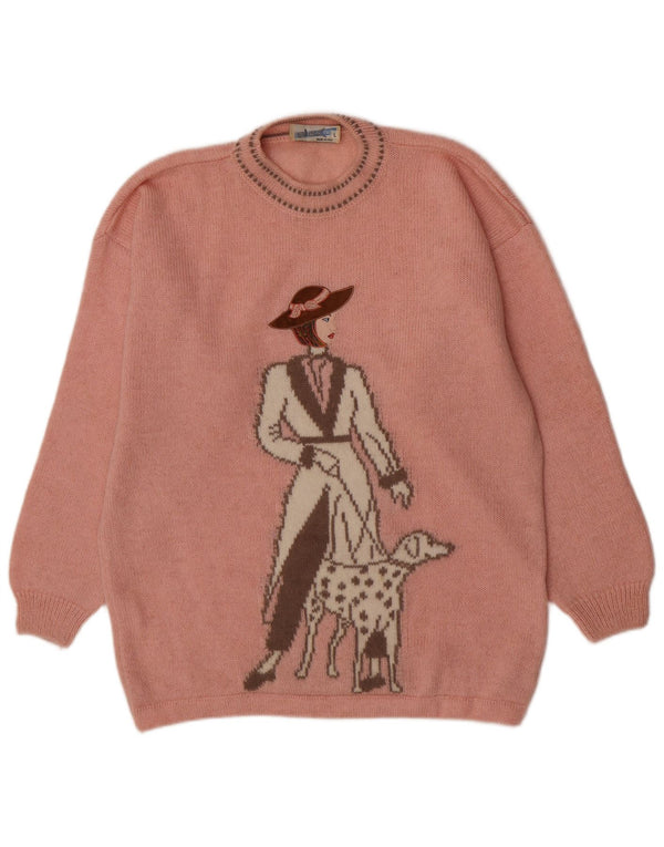 ALEX Womens Graphic Relaxed Fit Rundhalspullover Pullover UK 16 Large Pink