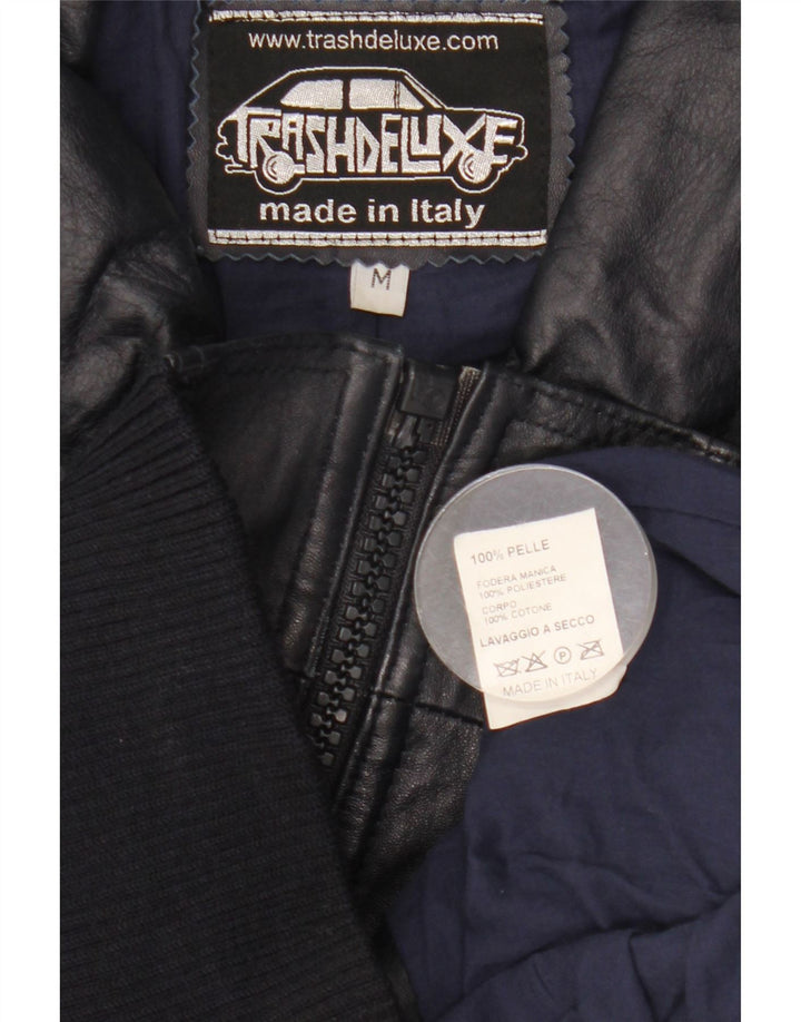 Giacca bomber in pelle da uomo vintage UK 38 Pelle blu navy media