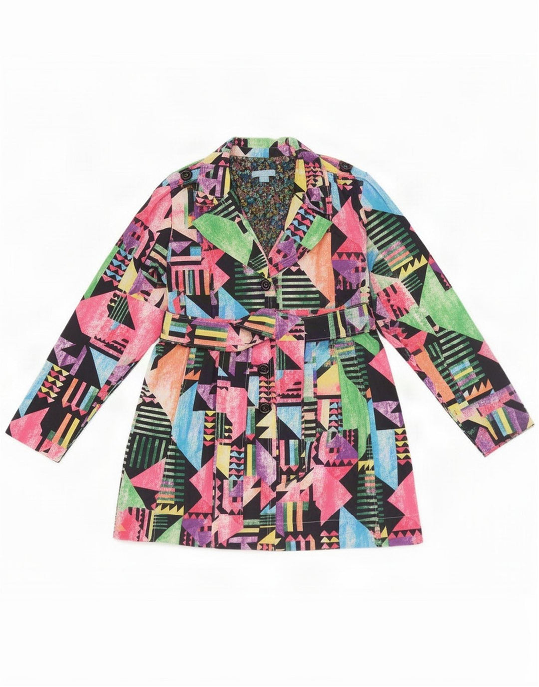 Joe Browns Womens Trench Coat UK 16 Large Multicoloured Geometric Polyester