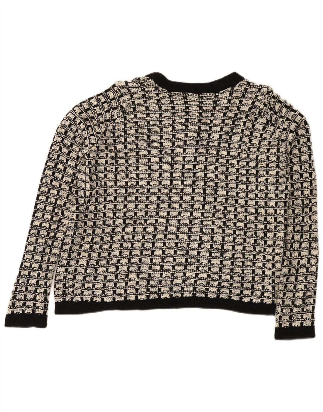 Maglione cardigan da donna Marks & Spencer UK 12 cotone medio a quadri nero