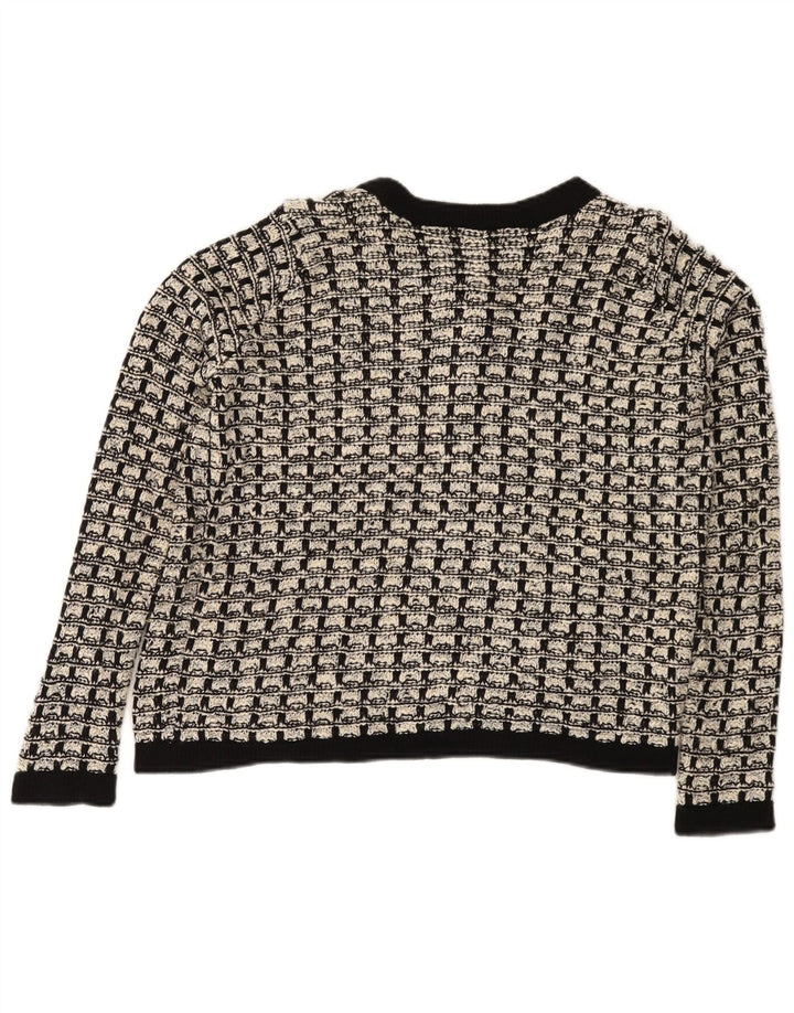Maglione cardigan da donna Marks & Spencer UK 12 cotone medio a quadri nero