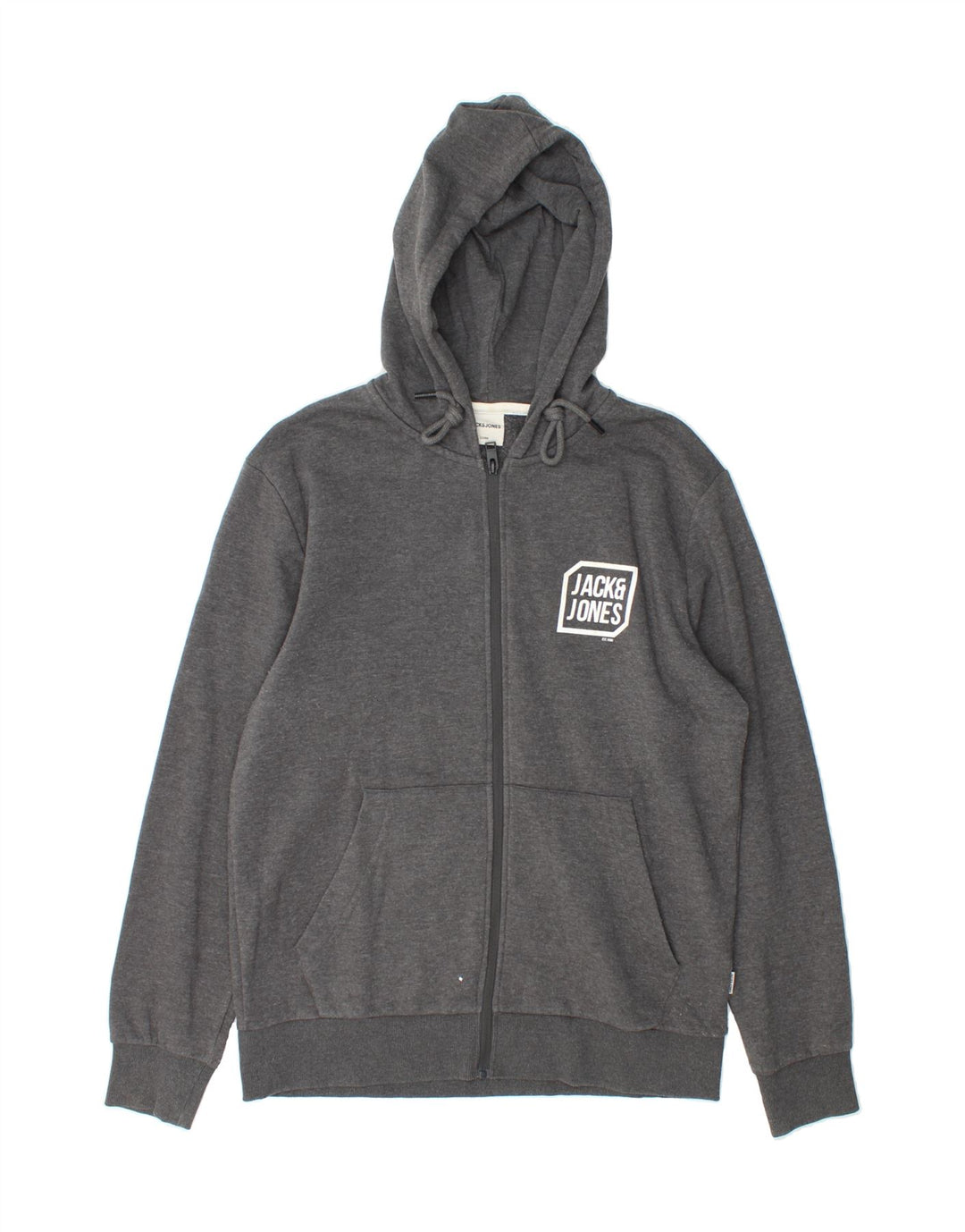 JACK & JONES Mens Core Zip Hoodie Sweater Medium Grey Cotton Vintage Jack & Jones and Second-Hand Jack & Jones from Messina Hembry 