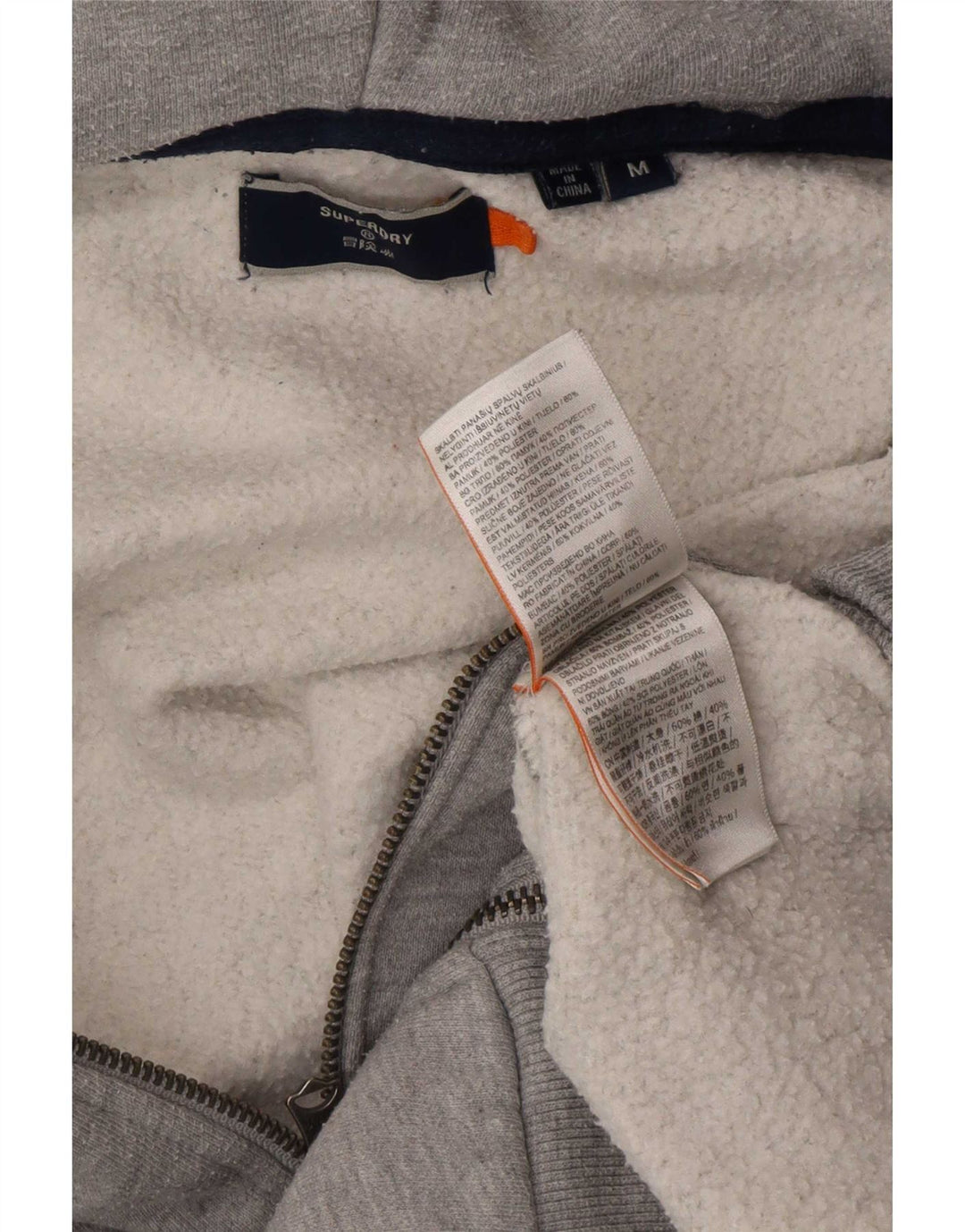 Superdry Hættetrøje med lynlås til mænd mellemgrå bomuld