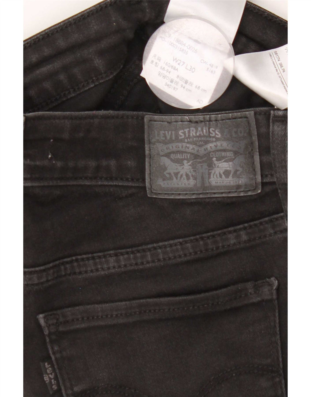 Levi's Womens 712 Slim Jeans W27 L30 Black Cotton