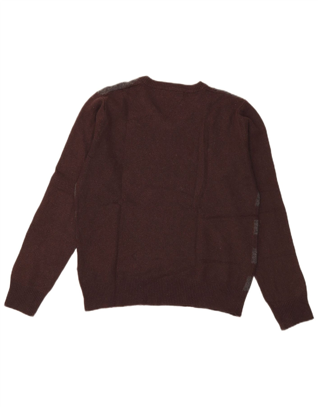 Zara Mens V-Neck Jumper Sweater Medium Brown Striped Wool
