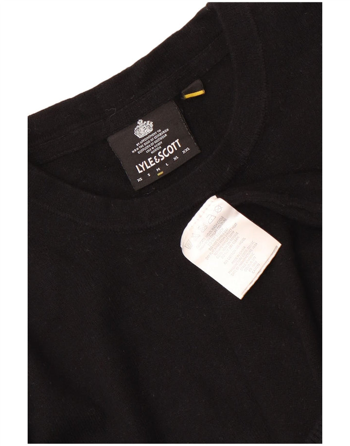 Lyle & Scott Mens Crew Neck Jumper Sweater Medium Black Cotton
