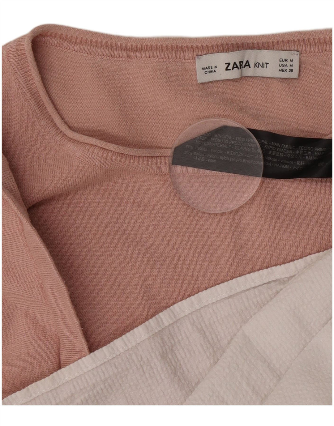 Zara Womens Oversized Blouse Top UK 14 Medium Pink Colourblock Viscose