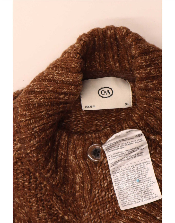 C&A Pull col boutonné pour homme XL en acrylique moucheté marron
