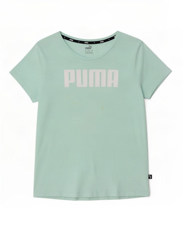 Puma Womens Graphic T-Shirt Top UK 12 Medium Türkis Baumwolle