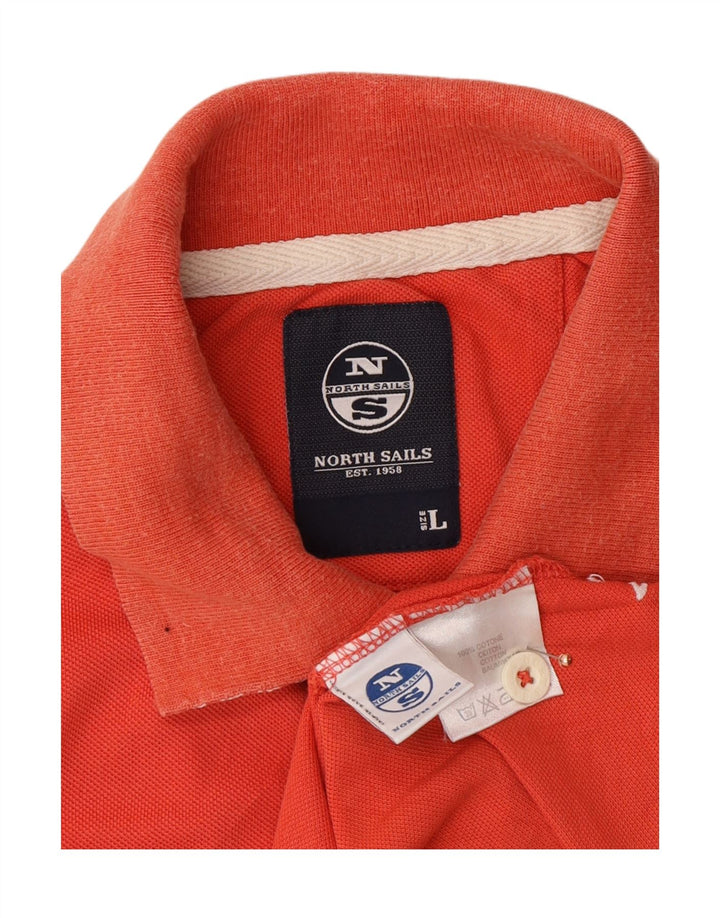 North Sails Mens Graphic Polo Shirt Large Orange Cotton