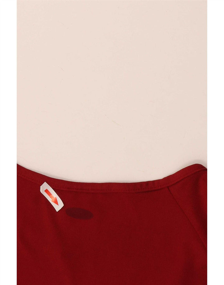 Adidas Dame T-Shirt Top UK 16 Stor Rød Polyamid
