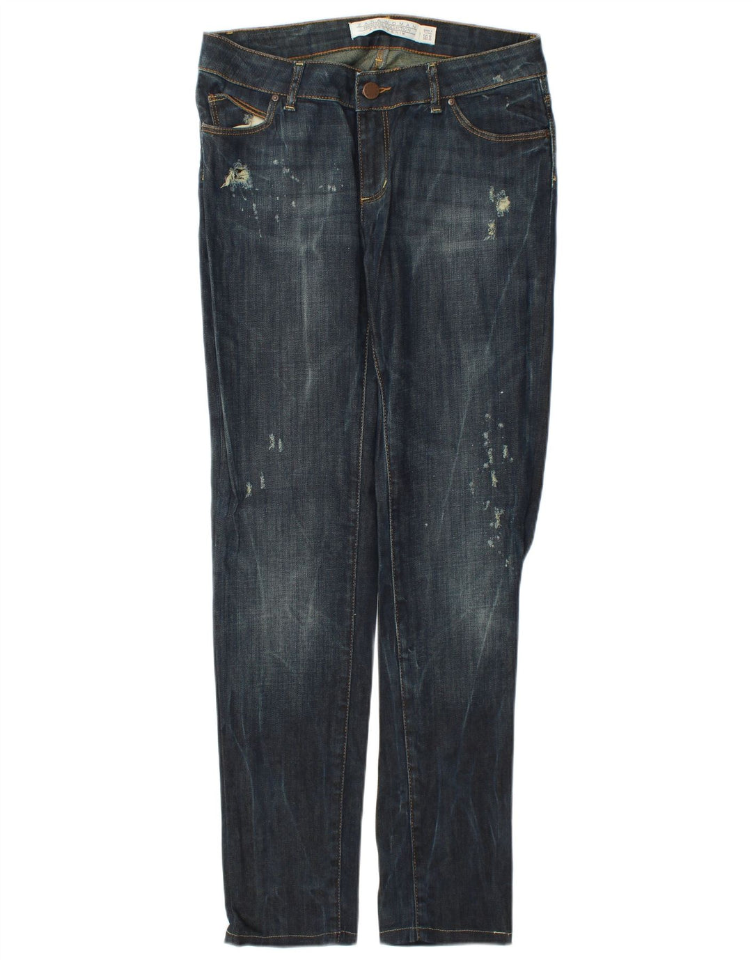 Zara Womens Distressed Slim Jeans EU 40 Medium W30 L31 Navy Blue Cotton