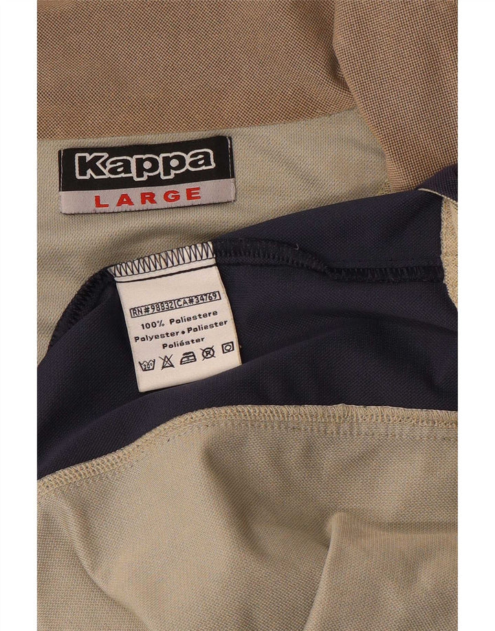 Kappa Mens Tracksuit Top Jacket Large Beige Colourblock Polyester