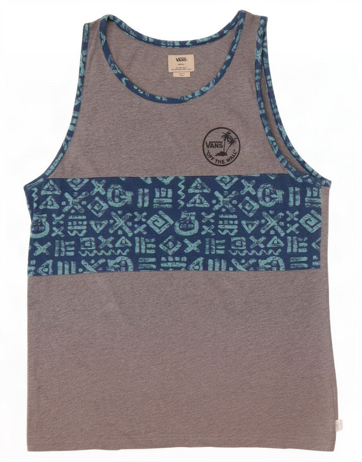 Vans Masculino Graphic Vest Top Pequeno Cinza Geométrico