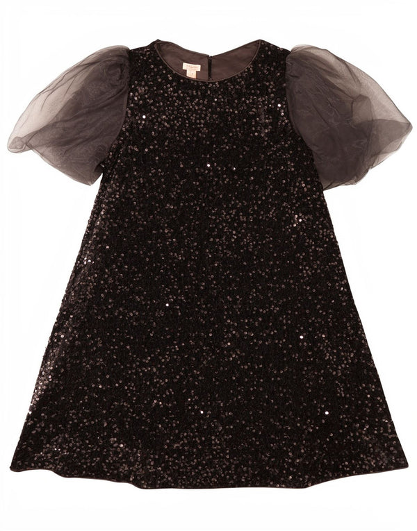 Monsoon Girls Sequin A-Line Dress 12-13 Years Black Polyester