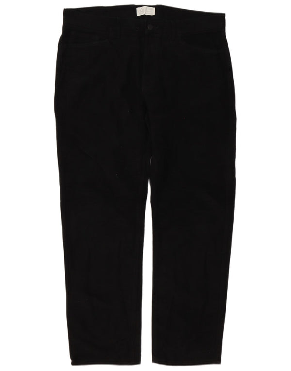 Marks & Spencer Mens Regular Fit Casual Trousers W36 L31 Black Cotton