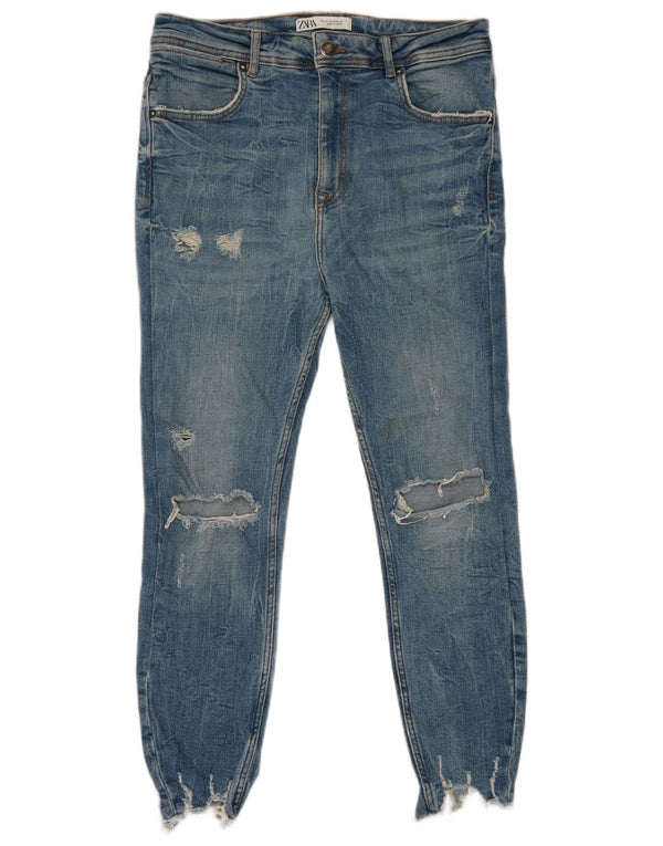 Zara muške skinny otegnute skraćene traperice EU 42 Large W32 L25 plavi pamuk