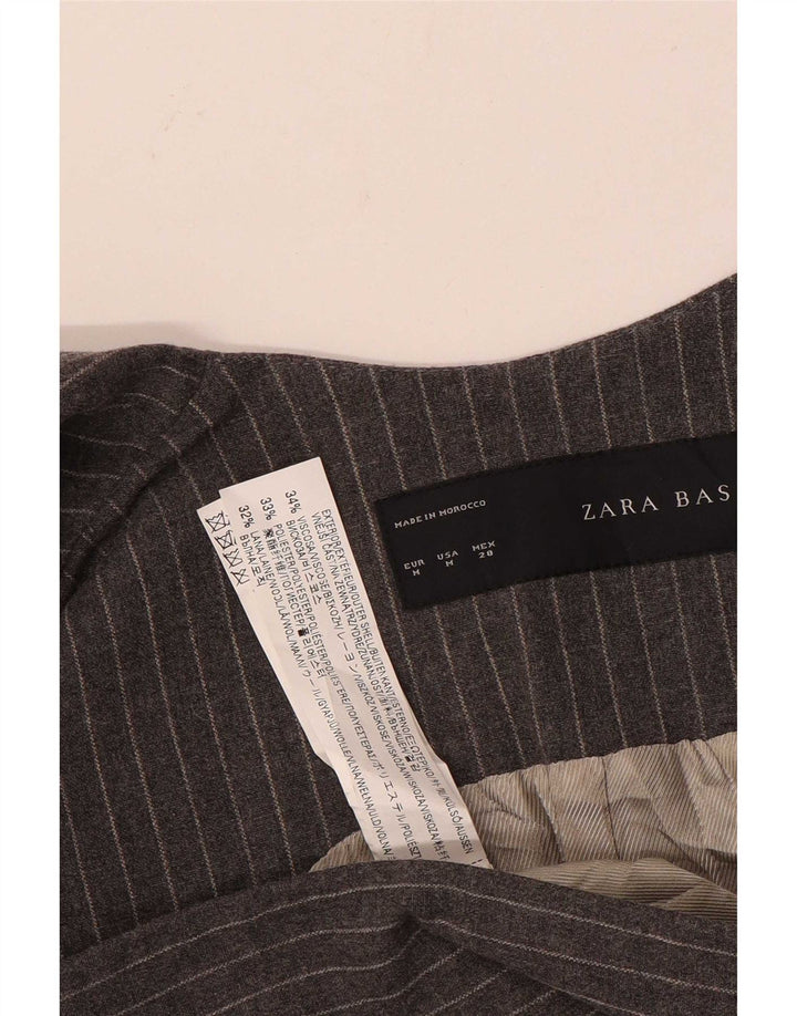 Zara Womens Longline Sleeveless Blazer Jacket UK 12 Medium Grey Pinstripe