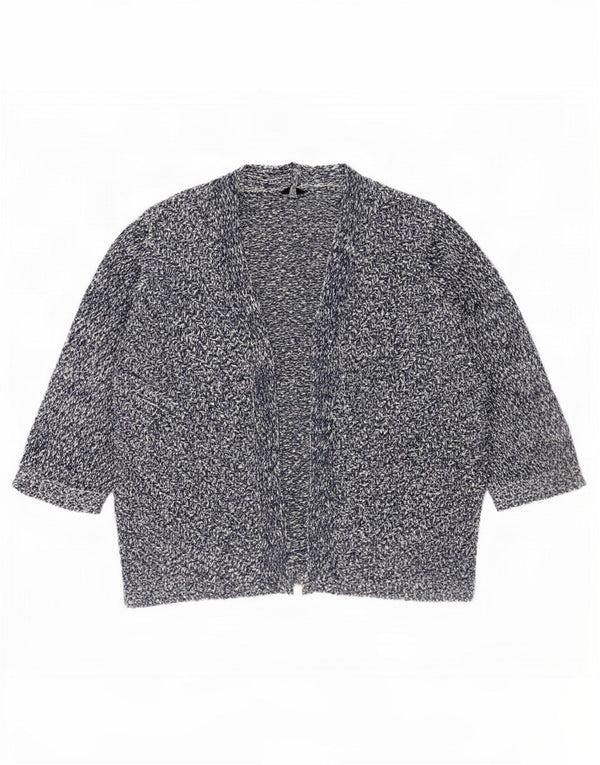 Maglione cardigan aperto con maniche a 3/4 da donna M&Co UK 24 4XL Blu navy screziato