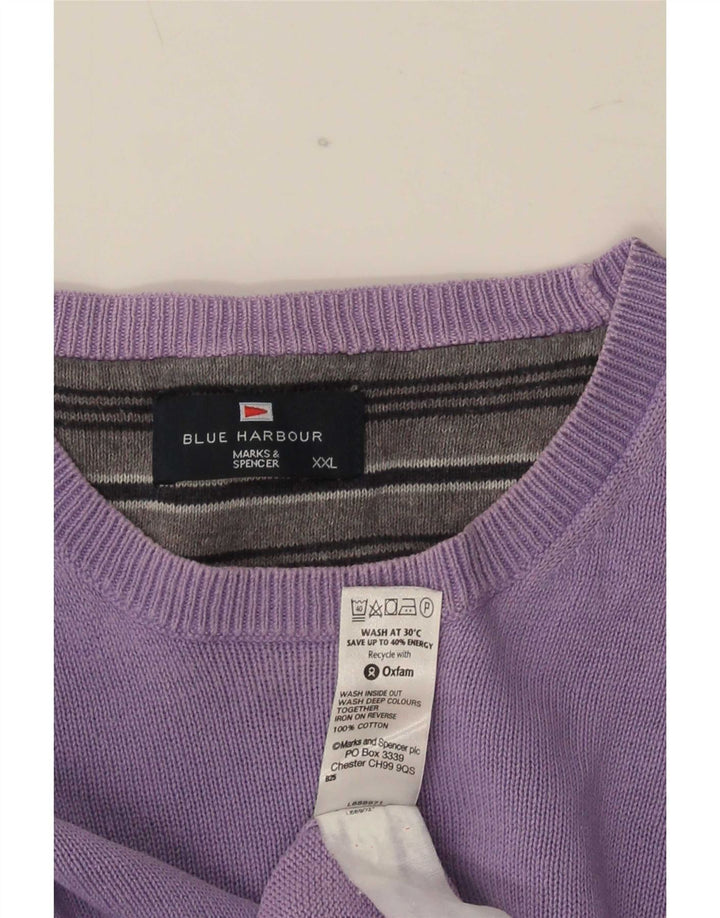 Marks & Spencer Mens Blue Harbour Crew Neck Jumper Sweater 2XL Purple