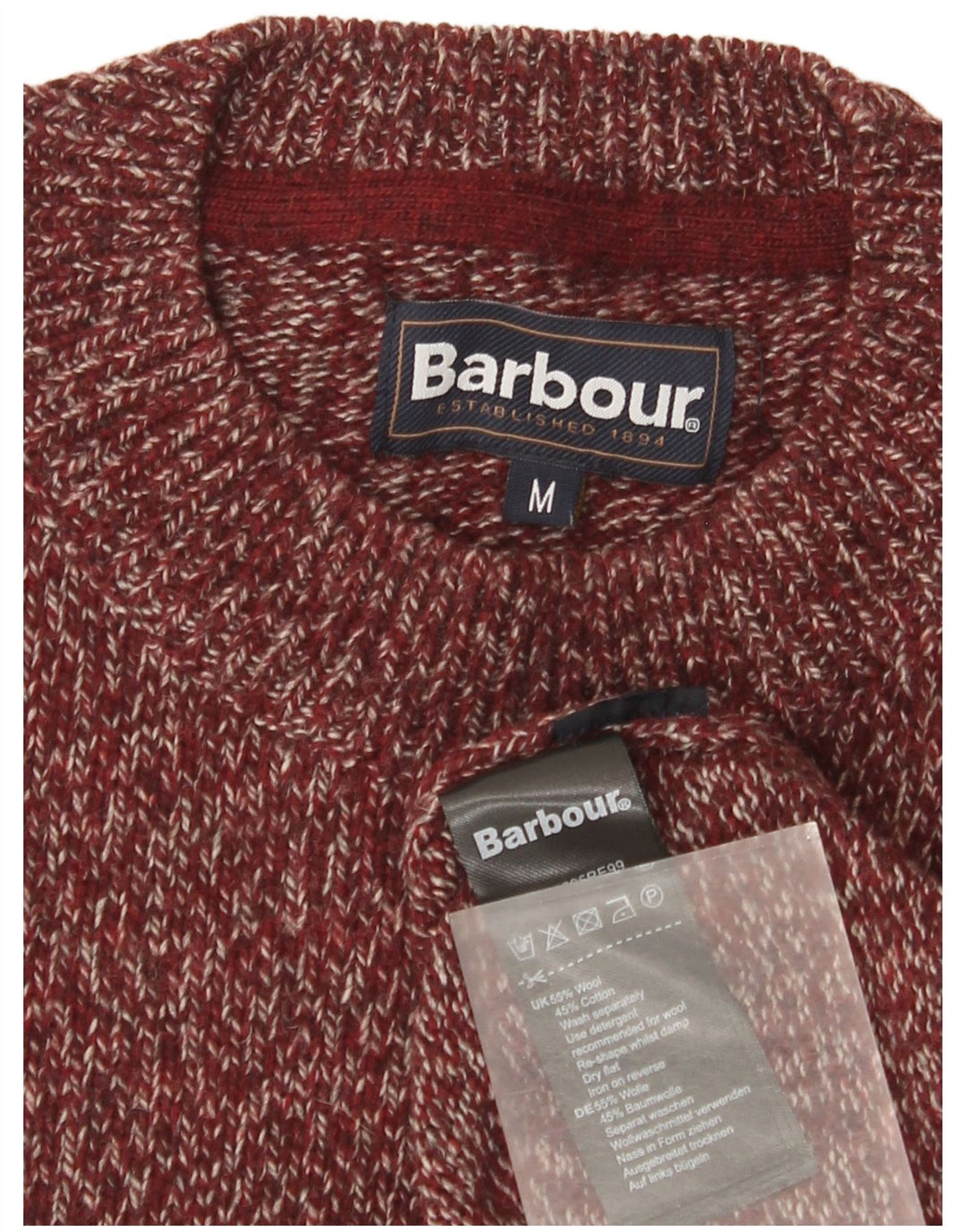 Barbour Herre Crew Neck trøje Sweater Medium Burgundy Uld