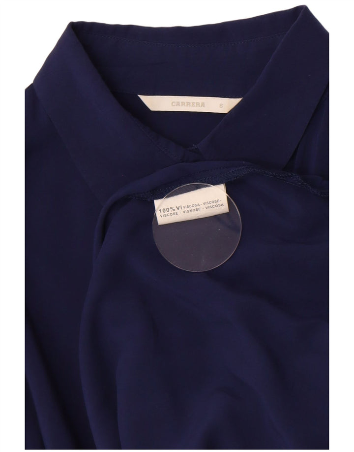 Carrera Womens Shirt Blouse UK 10 Small Navy Blue Viscose