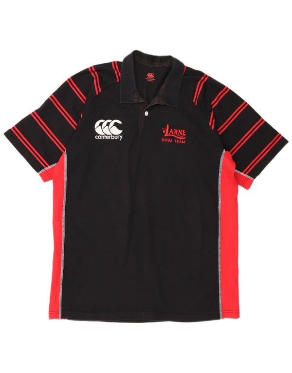 Polo grafica da uomo Canterbury XL in cotone color block nero