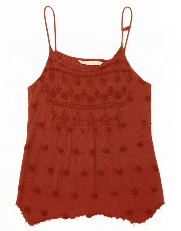 Zara Dame Trafaluc Crop Asymmetrisk Cami Top UK 14 Large Red Floral