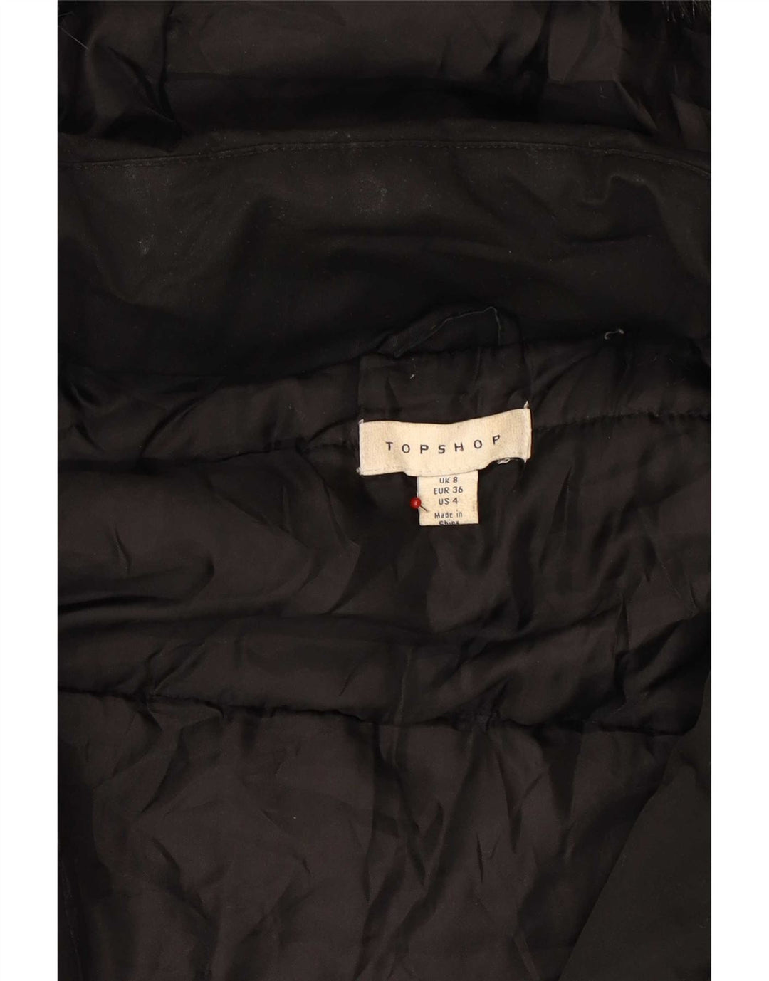Topshop Dame Hooded Parka Jacket UK 8 Small Black Polyester