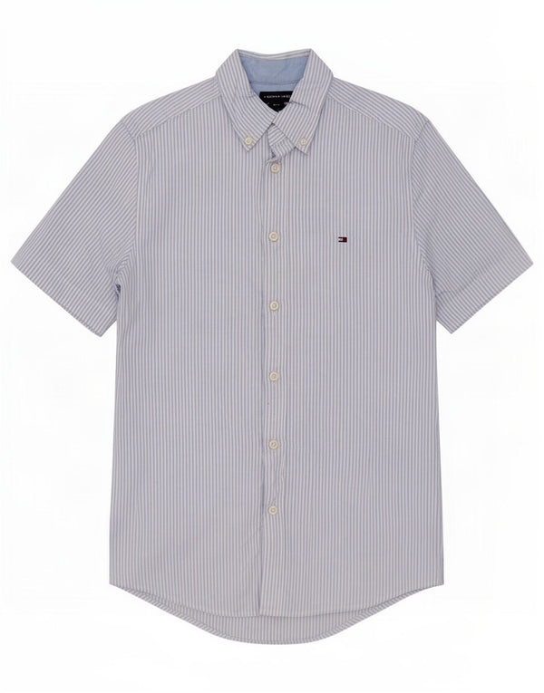 Tommy Hilfiger Chemise à manches courtes pour hommes XS en coton à fines rayures bleues