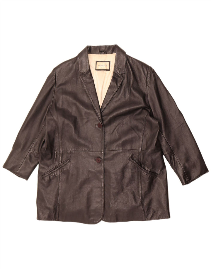 Jachetă de piele supradimensionată pentru femei Essence UK 18/20 XL din piele neagră