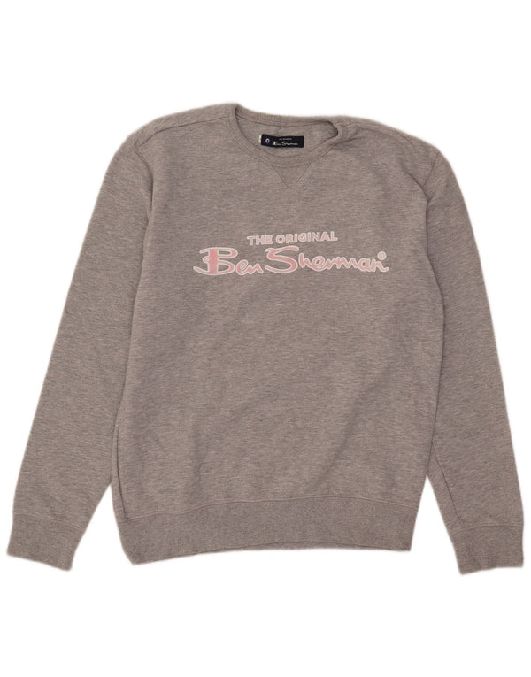 Felpa grafica da donna Ben Sherman Maglione UK 16 Large Grey Flecked