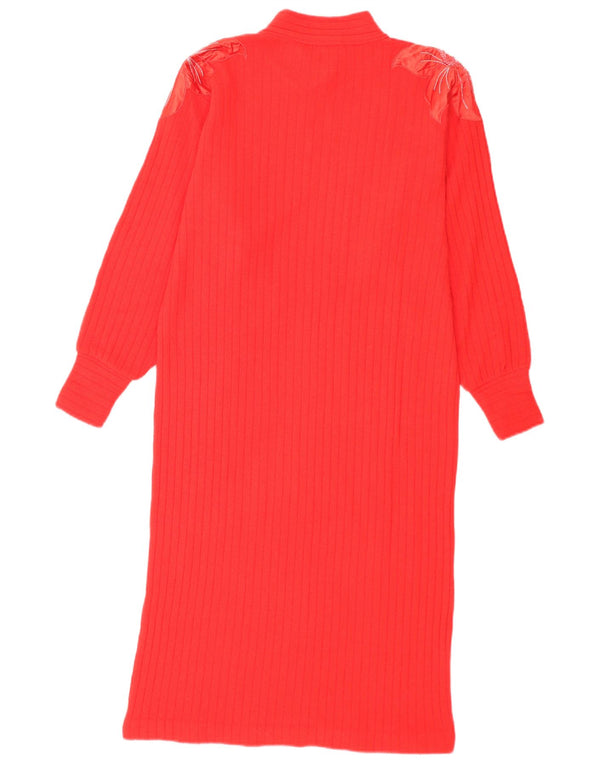 Nelly Bianco Womens Long Sleeve Jumper Dress IT 48 XL Red Floral Angora