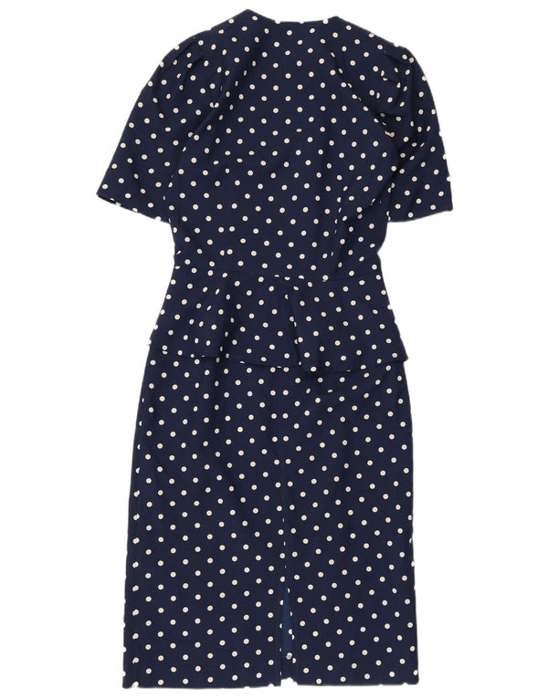Rochie Vintage Femei Peplum IT 42 Medium Bleumarin Poliester cu buline