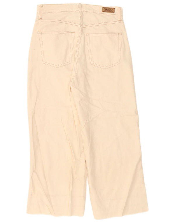 Polo Ralph Lauren Jean court taille haute jambe large pour femme W29 L25 Beige