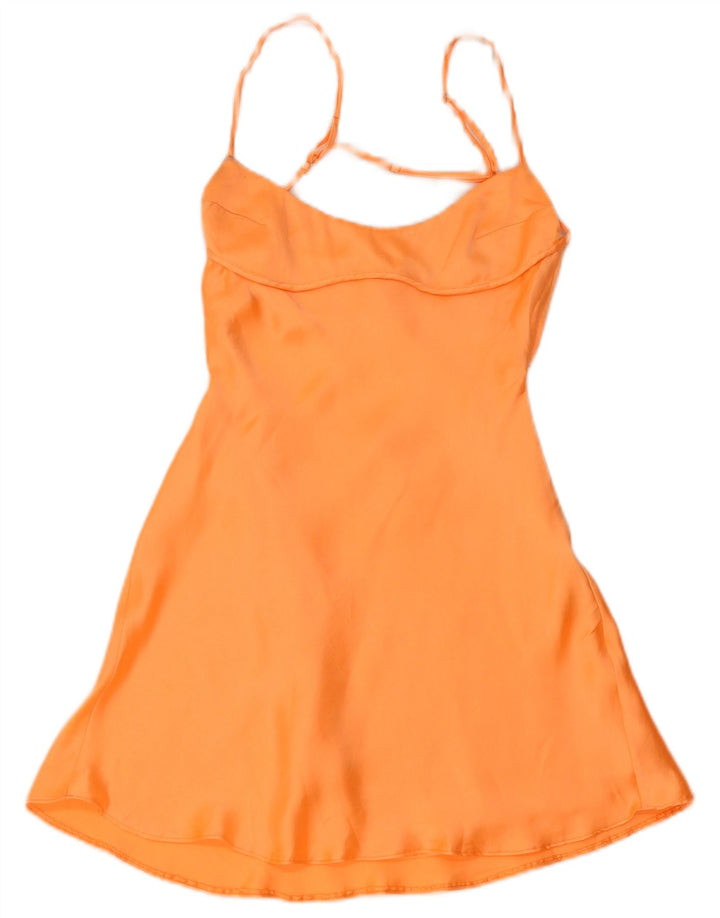 Zara Womens Mini Slip Dress UK 8 Small Orange Polyester