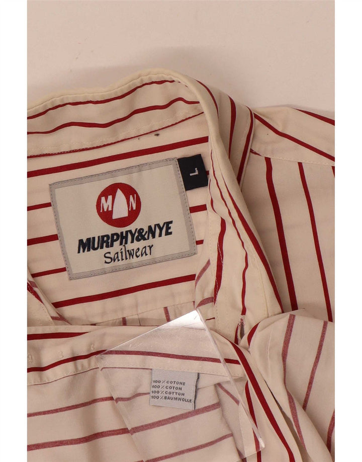 Murphy & Nye Chemise homme grand coton blanc cassé à fines rayures