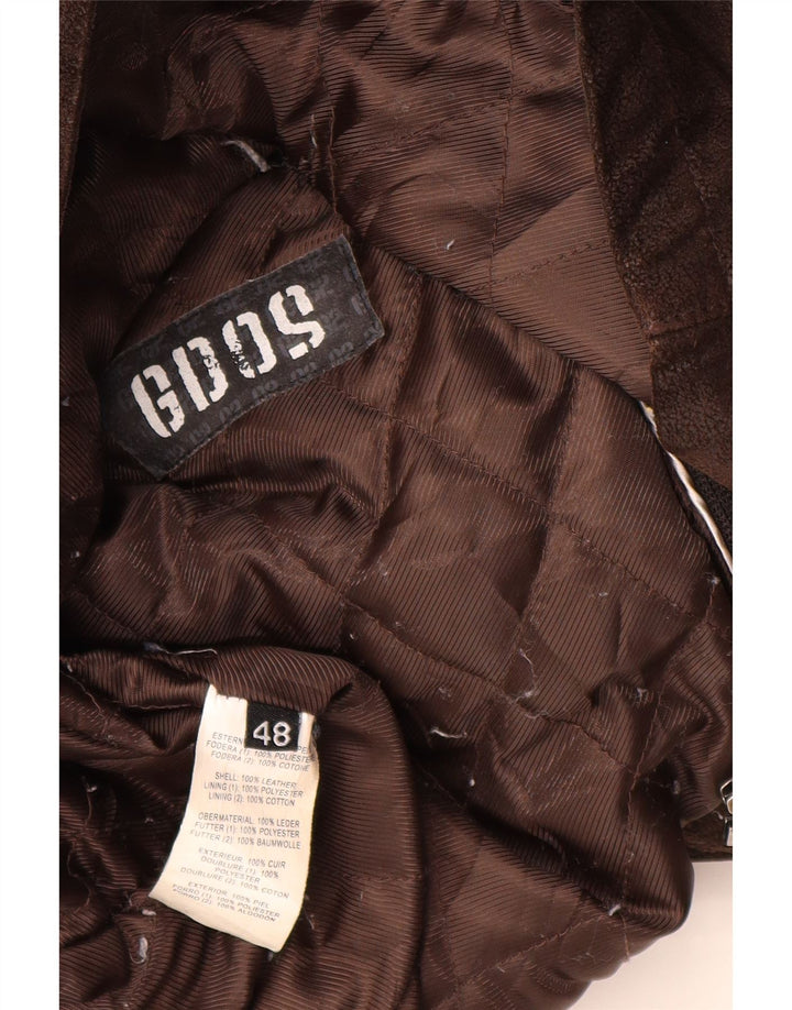 Vintage Mens Leather Coat IT 48 Medium Brown Leather