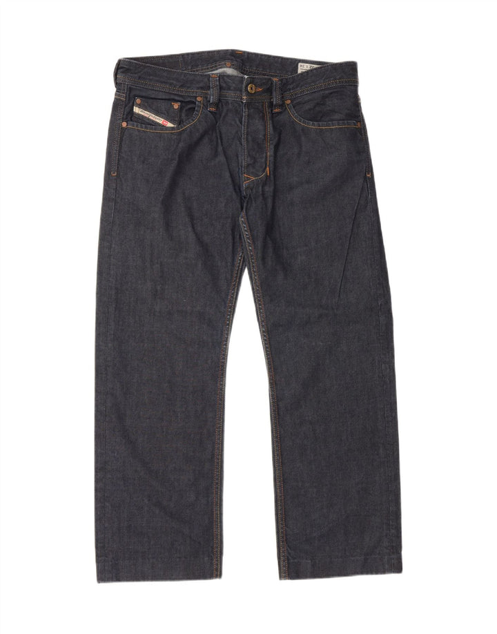 Diesel Mens Straight Jeans W32 L27 Navy Blue Cotton