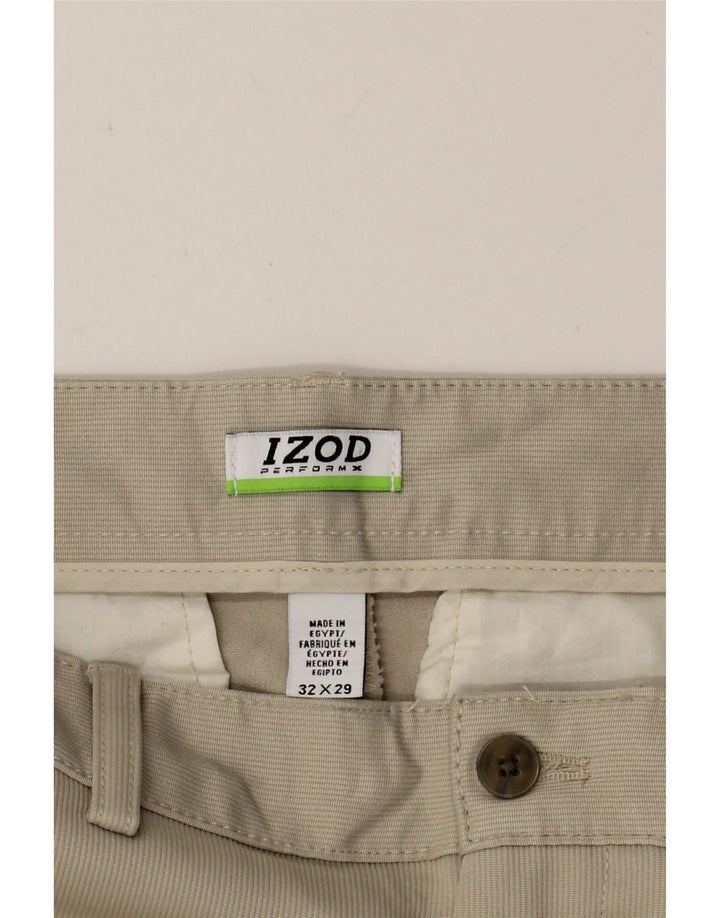 IZOD Mens Straight Chino Trousers W32 L29  Beige Striped Polyester Vintage Izod and Second-Hand Izod from Messina Hembry 