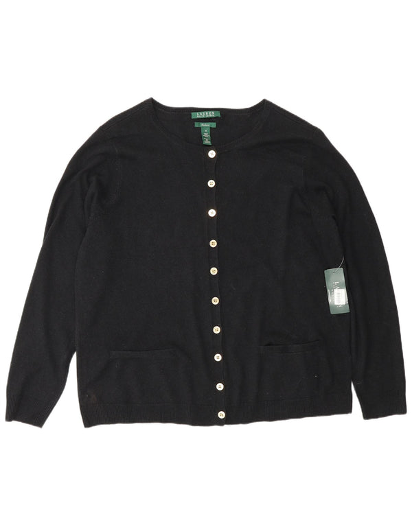 Ralph Lauren Damen-Cardigan-Pullover UK 18 XL Schwarze Seide