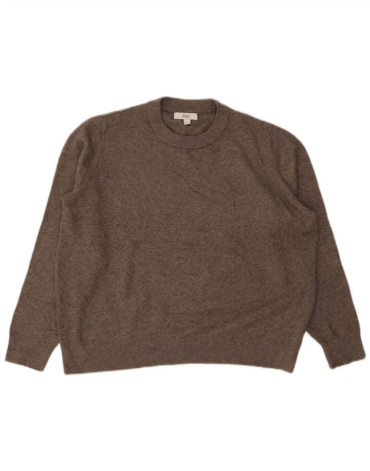 Marks & Spencer Herre sweater med rund hals, stor brun polyester