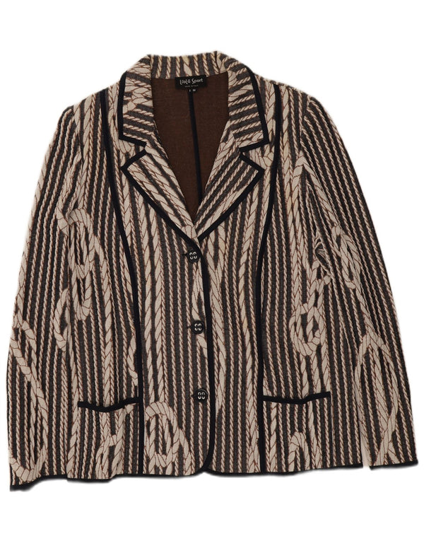Liola Mujer Chaqueta Blazer De Punto De 3 Botones IT 50 XL Algodón A Rayas Negro